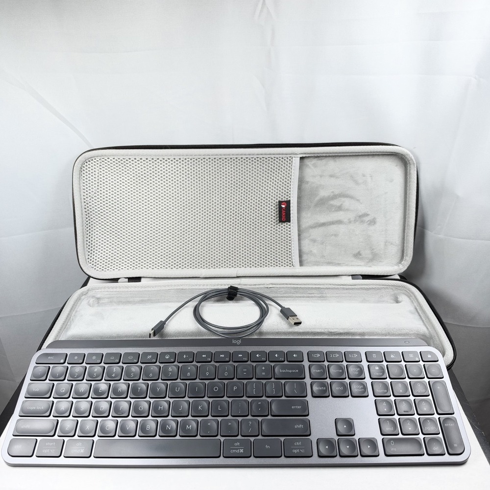 Logitech MX Keys S for Mac Wireless Bluetooth Keyboard Graphite Aluminum w Case